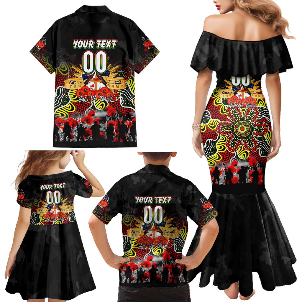 Personalized Panthers ANZAC Day Family Matching Mermaid Dress and Hawaiian Shirt Australian Army - Lest We Forget