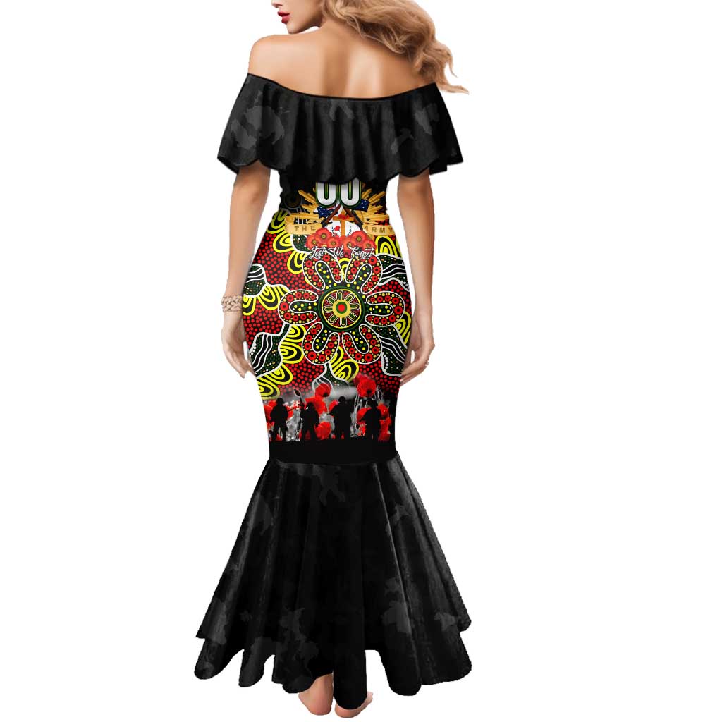 Personalized Panthers ANZAC Day Family Matching Mermaid Dress and Hawaiian Shirt Australian Army - Lest We Forget