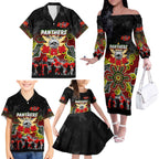 Personalized Panthers ANZAC Day Family Matching Off The Shoulder Long Sleeve Dress and Hawaiian Shirt Australian Army - Lest We Forget