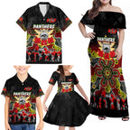 Personalized Panthers ANZAC Day Family Matching Off Shoulder Maxi Dress and Hawaiian Shirt Australian Army - Lest We Forget