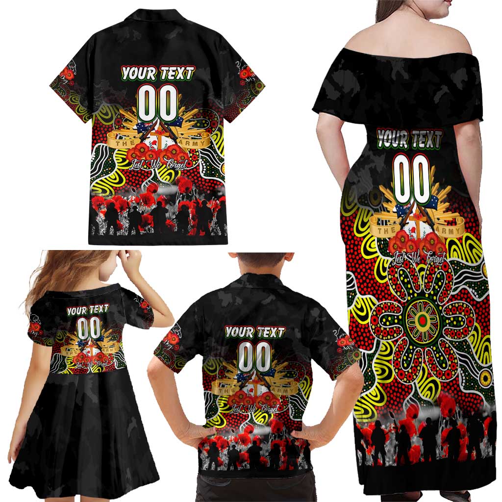 Personalized Panthers ANZAC Day Family Matching Off Shoulder Maxi Dress and Hawaiian Shirt Australian Army - Lest We Forget