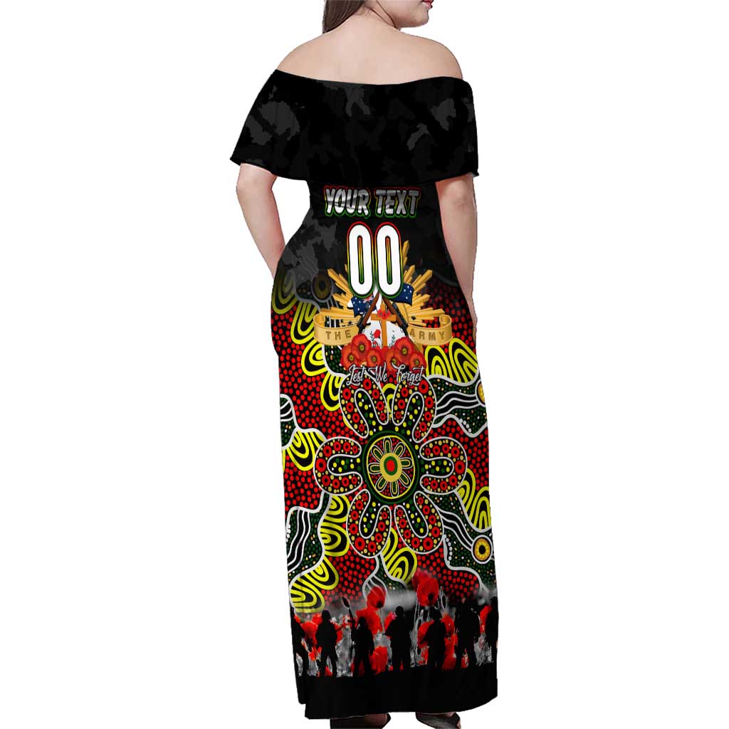 Personalized Panthers ANZAC Day Family Matching Off Shoulder Maxi Dress and Hawaiian Shirt Australian Army - Lest We Forget