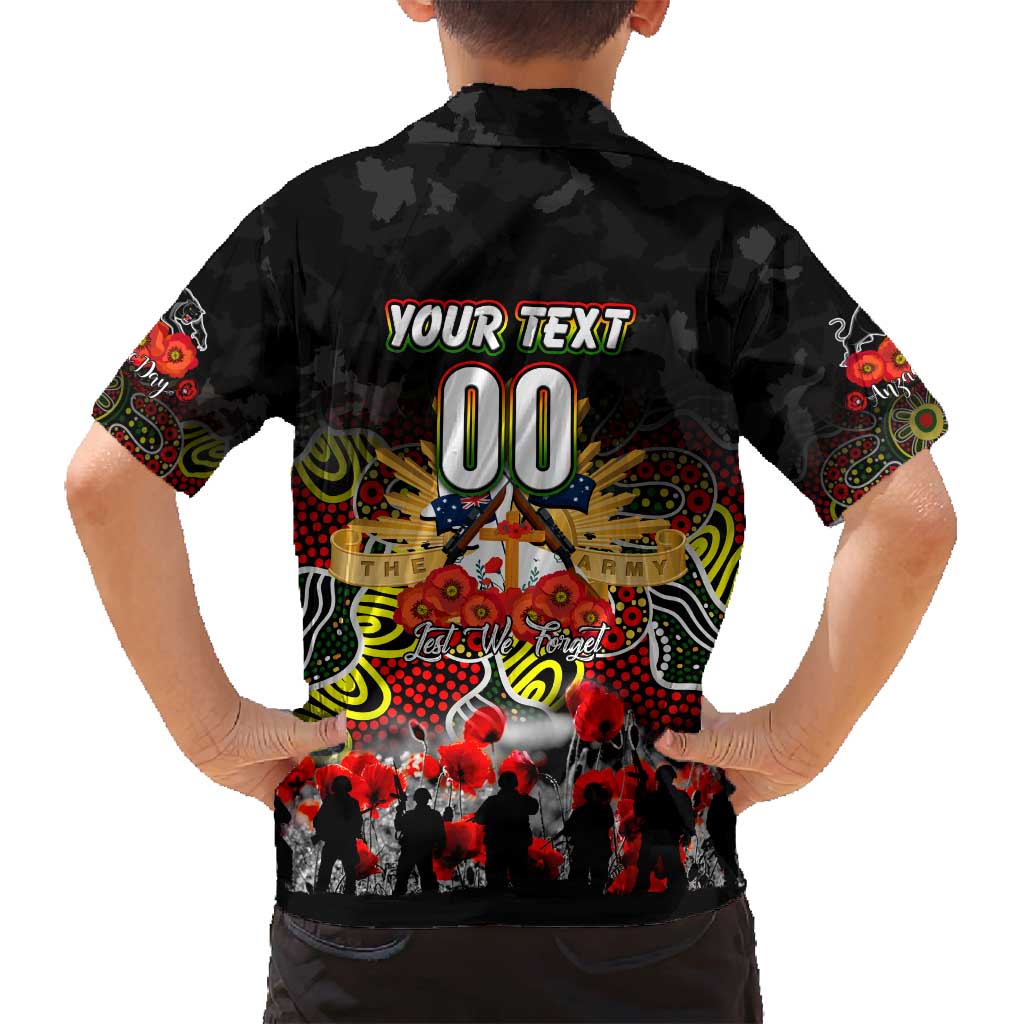 Personalized Panthers ANZAC Day Family Matching Off Shoulder Short Dress and Hawaiian Shirt Australian Army - Lest We Forget