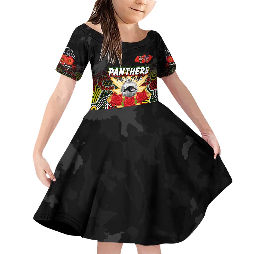 Personalized Panthers ANZAC Day Family Matching Off Shoulder Short Dress and Hawaiian Shirt Australian Army - Lest We Forget