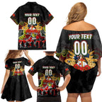 Personalized Panthers ANZAC Day Family Matching Off Shoulder Short Dress and Hawaiian Shirt Australian Army - Lest We Forget