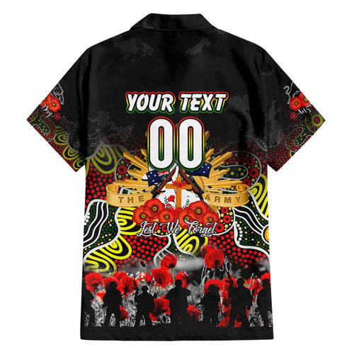 Personalized Panthers ANZAC Day Family Matching Off Shoulder Short Dress and Hawaiian Shirt Australian Army - Lest We Forget
