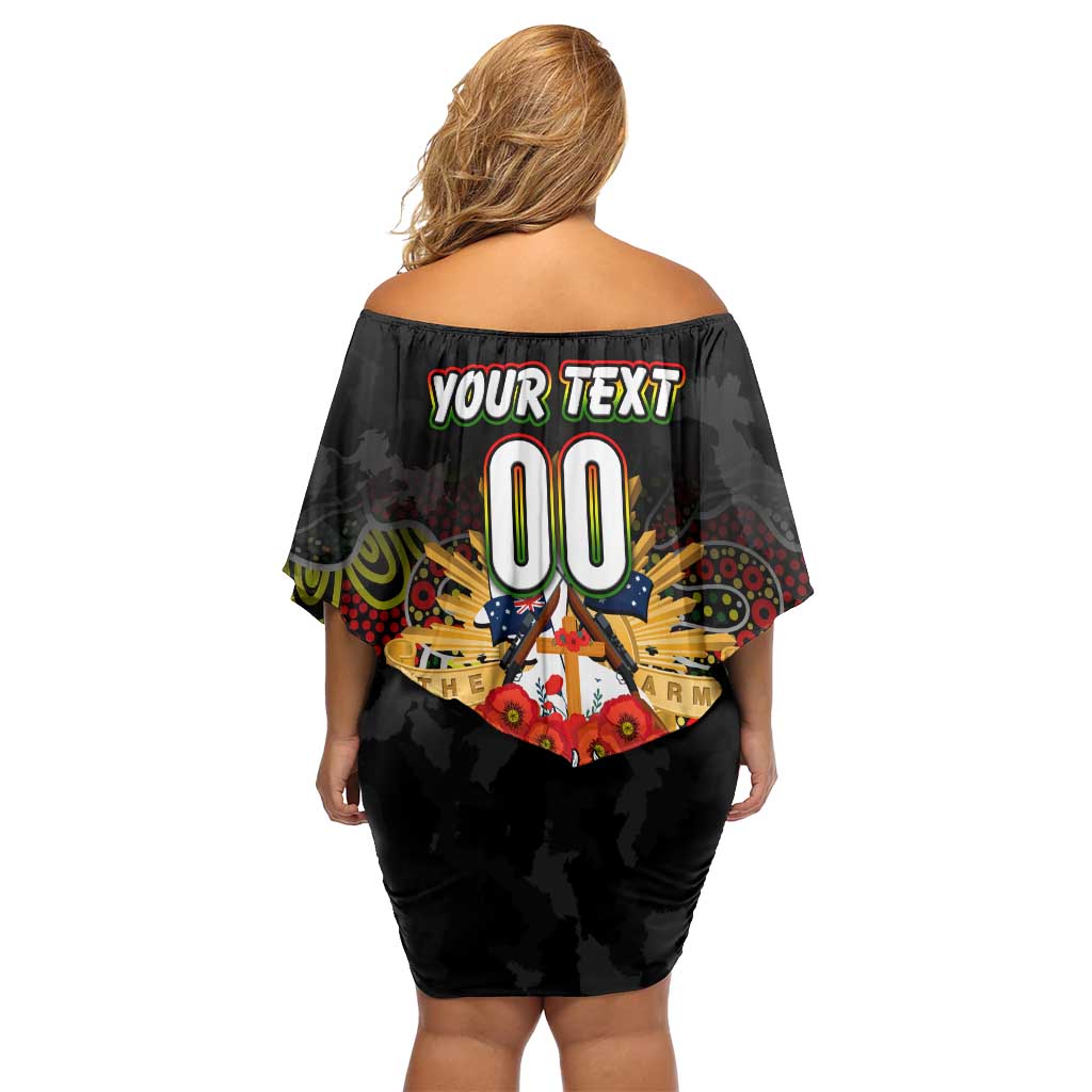 Personalized Panthers ANZAC Day Family Matching Off Shoulder Short Dress and Hawaiian Shirt Australian Army - Lest We Forget