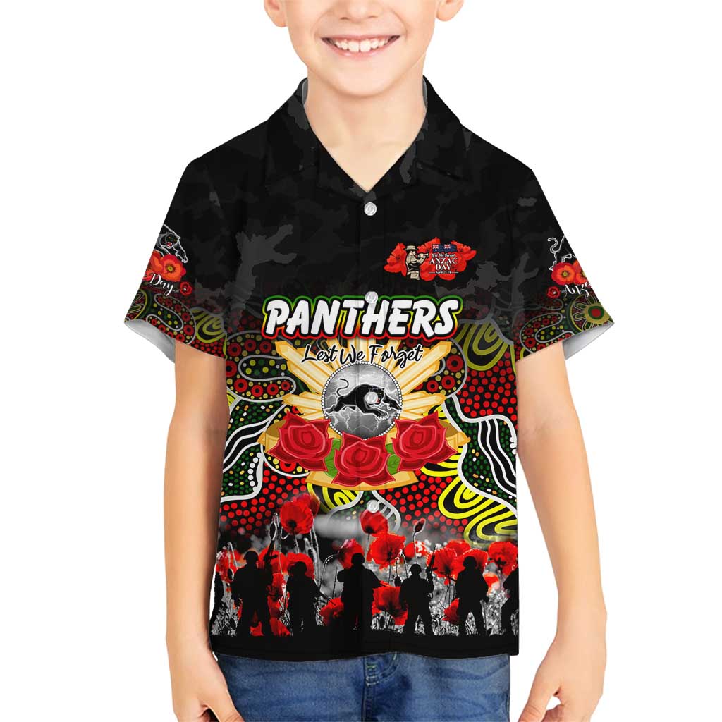 Personalized Panthers ANZAC Day Family Matching Off Shoulder Short Dress and Hawaiian Shirt Australian Army - Lest We Forget