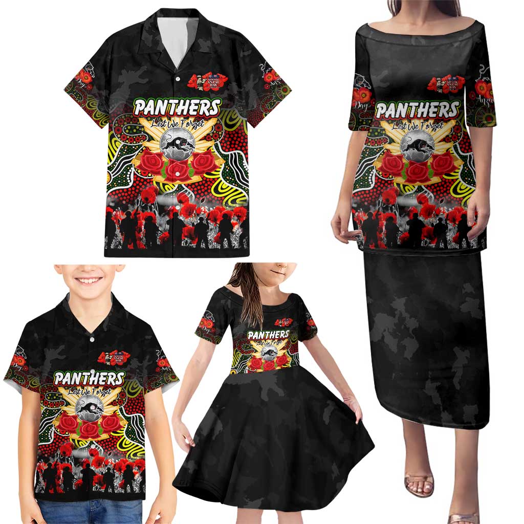 Personalized Panthers ANZAC Day Family Matching Puletasi and Hawaiian Shirt Australian Army - Lest We Forget