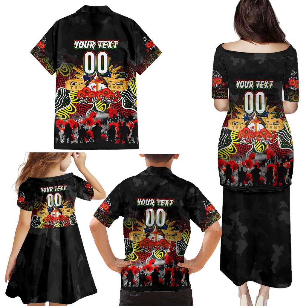 Personalized Panthers ANZAC Day Family Matching Puletasi and Hawaiian Shirt Australian Army - Lest We Forget