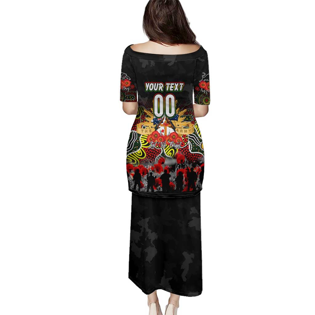 Personalized Panthers ANZAC Day Family Matching Puletasi and Hawaiian Shirt Australian Army - Lest We Forget