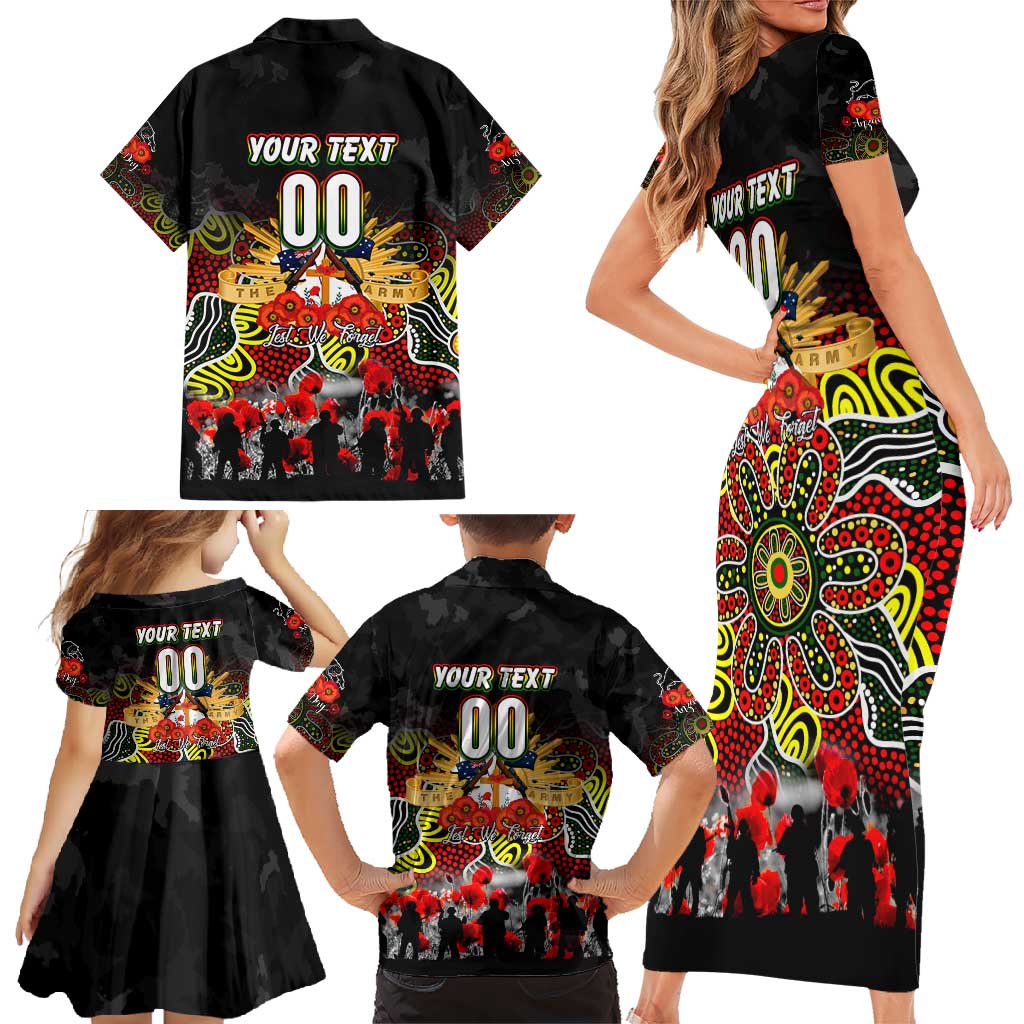 Personalized Panthers ANZAC Day Family Matching Short Sleeve Bodycon Dress and Hawaiian Shirt Australian Army - Lest We Forget