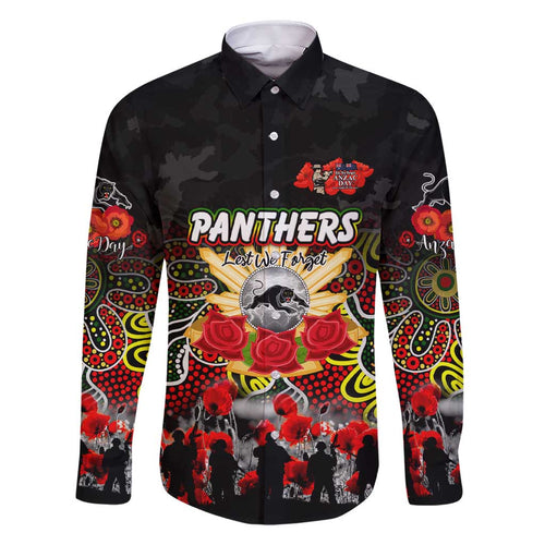 Personalized Panthers ANZAC Day Family Matching Short Sleeve Bodycon Dress and Hawaiian Shirt Australian Army - Lest We Forget