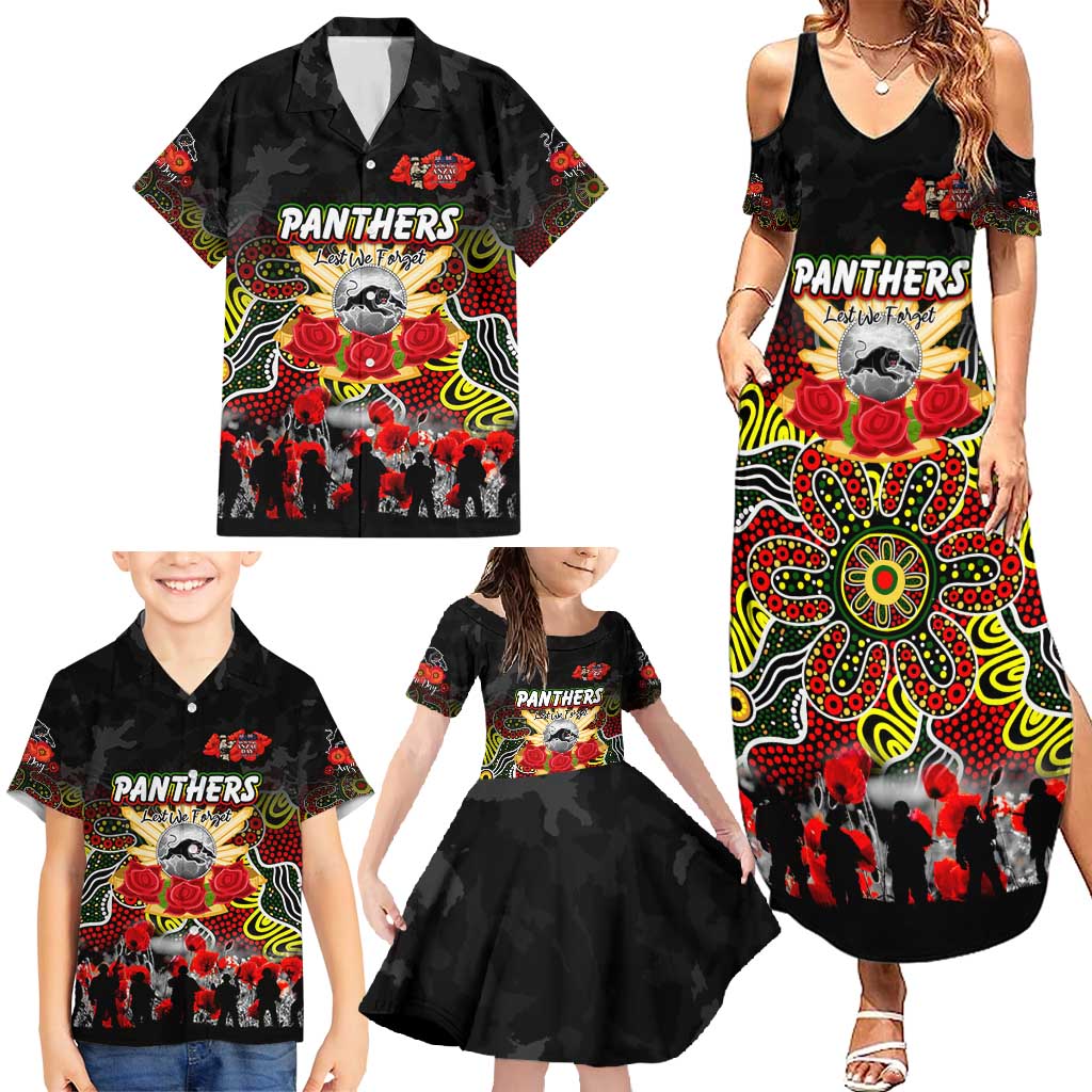 Personalized Panthers ANZAC Day Family Matching Summer Maxi Dress and Hawaiian Shirt Australian Army - Lest We Forget