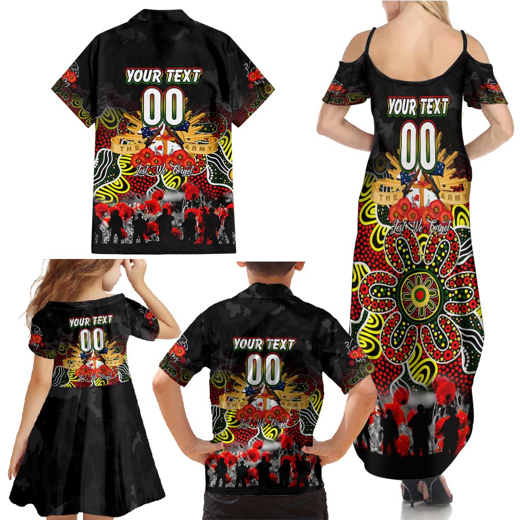 Personalized Panthers ANZAC Day Family Matching Summer Maxi Dress and Hawaiian Shirt Australian Army - Lest We Forget
