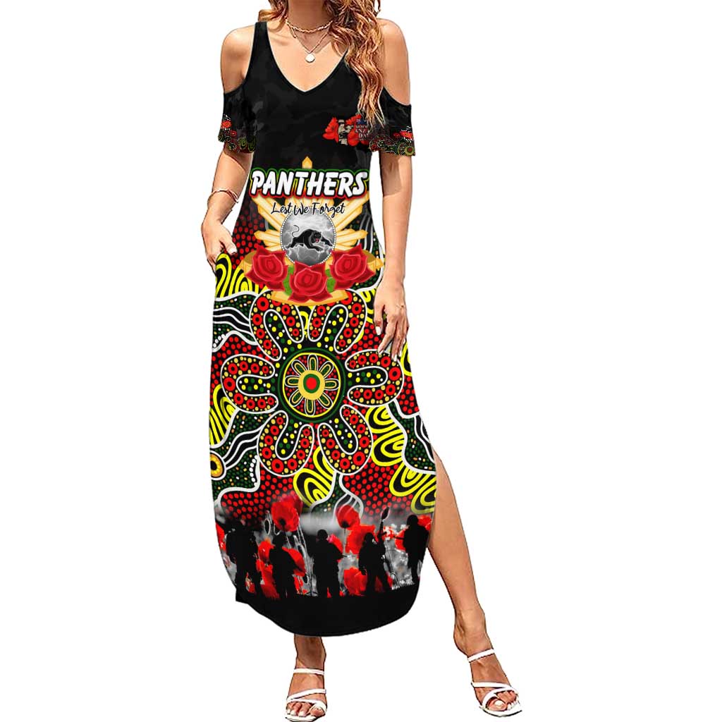 Personalized Panthers ANZAC Day Family Matching Summer Maxi Dress and Hawaiian Shirt Australian Army - Lest We Forget