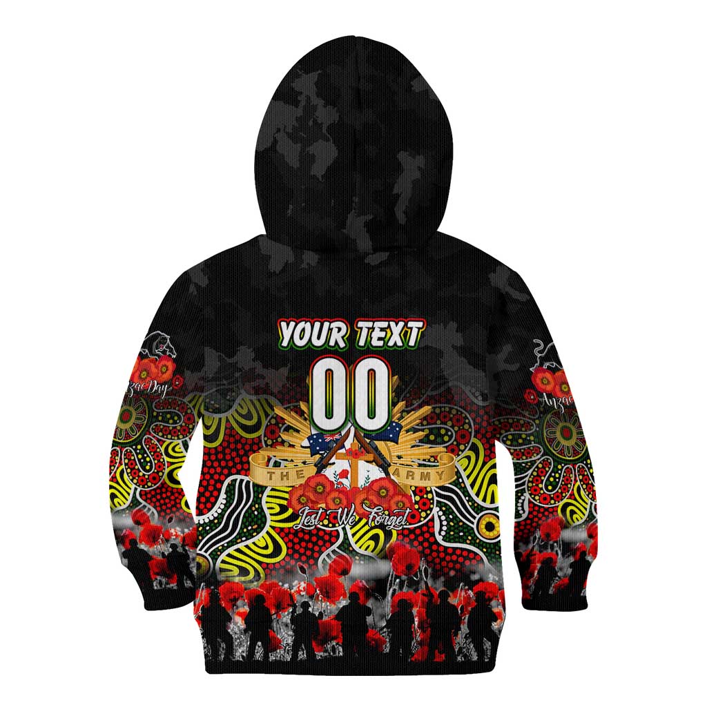 Personalized Panthers ANZAC Day Kid Hoodie Australian Army - Lest We Forget
