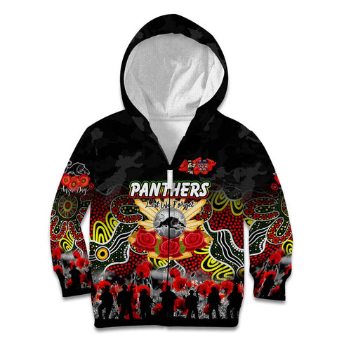 Personalized Panthers ANZAC Day Kid Hoodie Australian Army - Lest We Forget