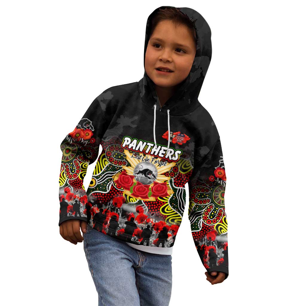 Personalized Panthers ANZAC Day Kid Hoodie Australian Army - Lest We Forget