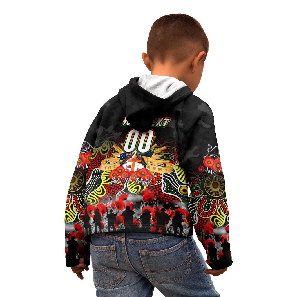 Personalized Panthers ANZAC Day Kid Hoodie Australian Army - Lest We Forget