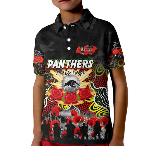 Personalized Panthers ANZAC Day Kid Polo Shirt Australian Army - Lest We Forget