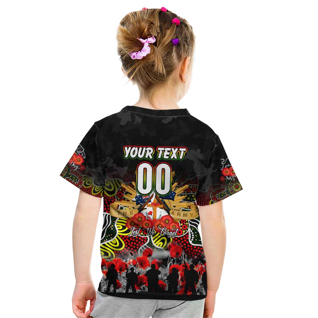 Personalized Panthers ANZAC Day Kid T Shirt Australian Army - Lest We Forget