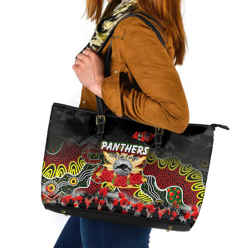 Panthers ANZAC Day Leather Tote Bag Australian Army - Lest We Forget