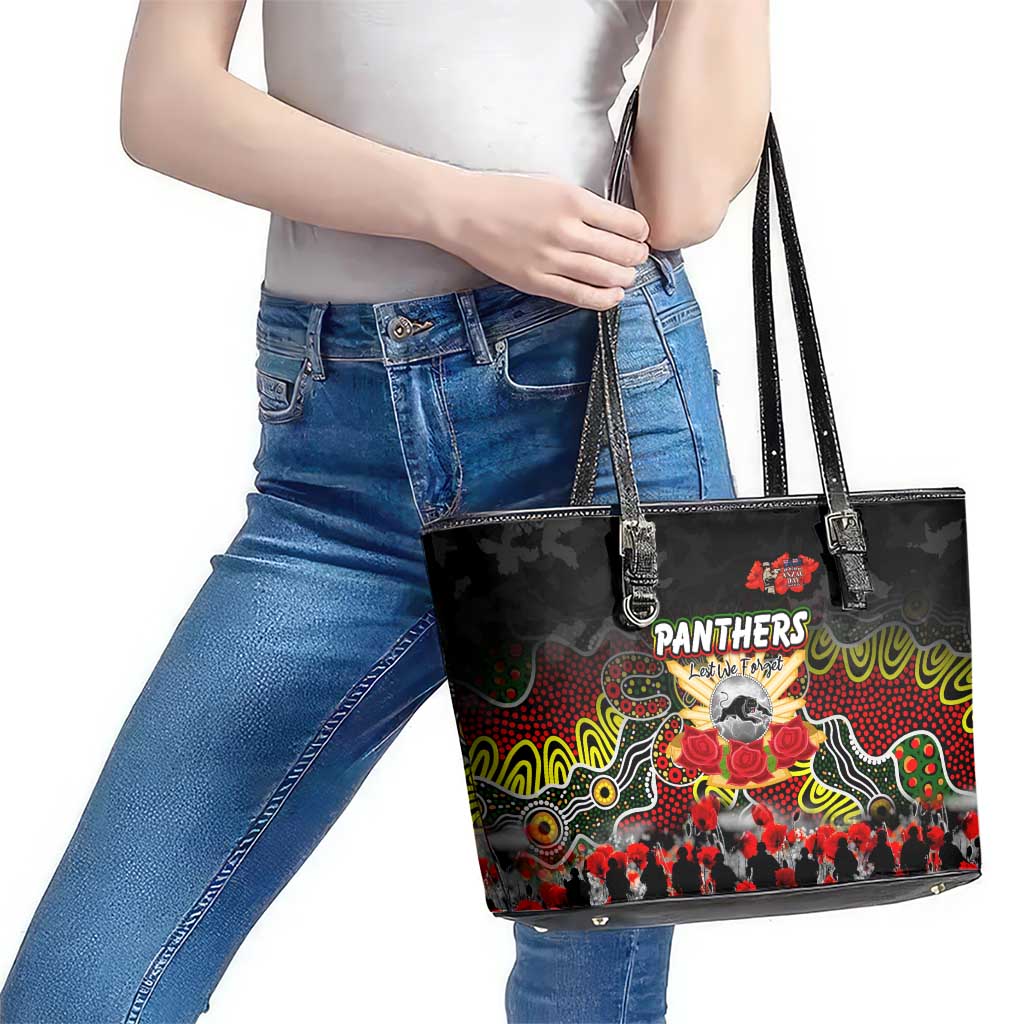 Panthers ANZAC Day Leather Tote Bag Australian Army - Lest We Forget