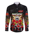 Personalized Panthers ANZAC Day Long Sleeve Button Shirt Australian Army - Lest We Forget