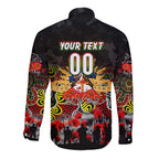Personalized Panthers ANZAC Day Long Sleeve Button Shirt Australian Army - Lest We Forget