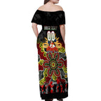 Personalized Panthers ANZAC Day Off Shoulder Maxi Dress Australian Army - Lest We Forget