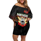 Personalized Panthers ANZAC Day Off Shoulder Short Dress Australian Army - Lest We Forget
