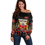 Personalized Panthers ANZAC Day Off Shoulder Sweater Australian Army - Lest We Forget