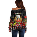 Personalized Panthers ANZAC Day Off Shoulder Sweater Australian Army - Lest We Forget