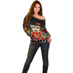 Personalized Panthers ANZAC Day Off Shoulder Sweater Australian Army - Lest We Forget