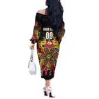Personalized Panthers ANZAC Day Off The Shoulder Long Sleeve Dress Australian Army - Lest We Forget
