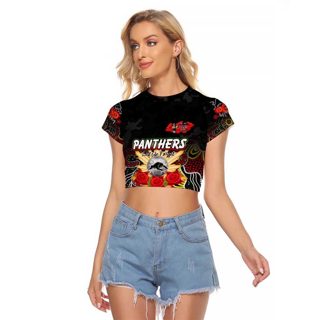 Personalized Panthers ANZAC Day Raglan Cropped T Shirt Australian Army - Lest We Forget