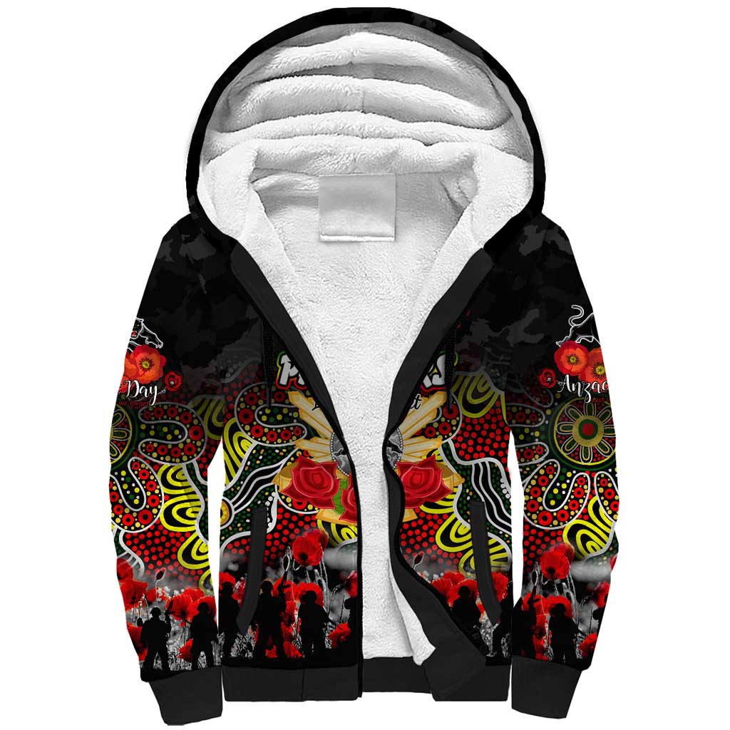 Personalized Panthers ANZAC Day Sherpa Hoodie Australian Army - Lest We Forget