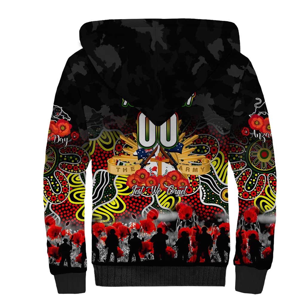 Personalized Panthers ANZAC Day Sherpa Hoodie Australian Army - Lest We Forget