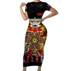 Personalized Panthers ANZAC Day Short Sleeve Bodycon Dress Australian Army - Lest We Forget