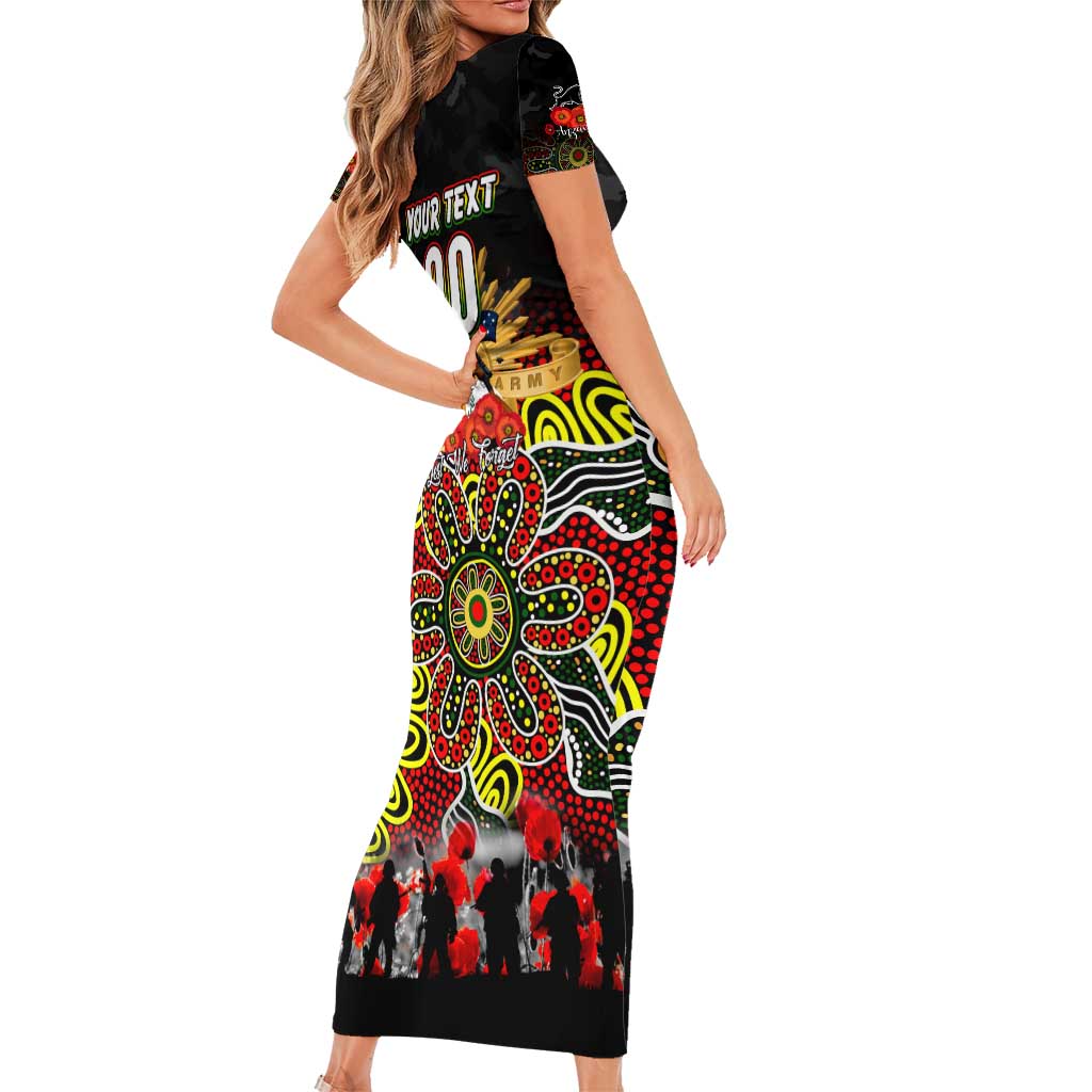 Personalized Panthers ANZAC Day Short Sleeve Bodycon Dress Australian Army - Lest We Forget