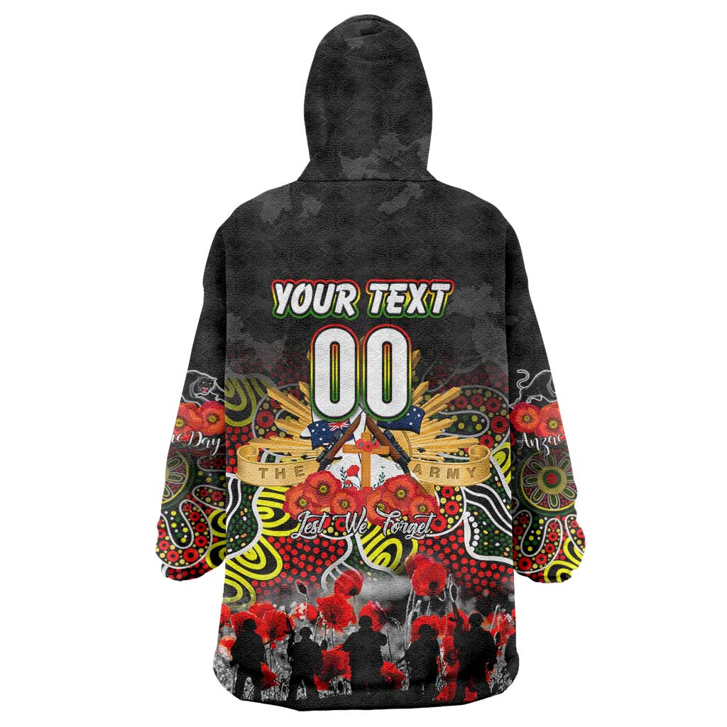 Personalized Panthers ANZAC Day Wearable Blanket Hoodie Australian Army - Lest We Forget