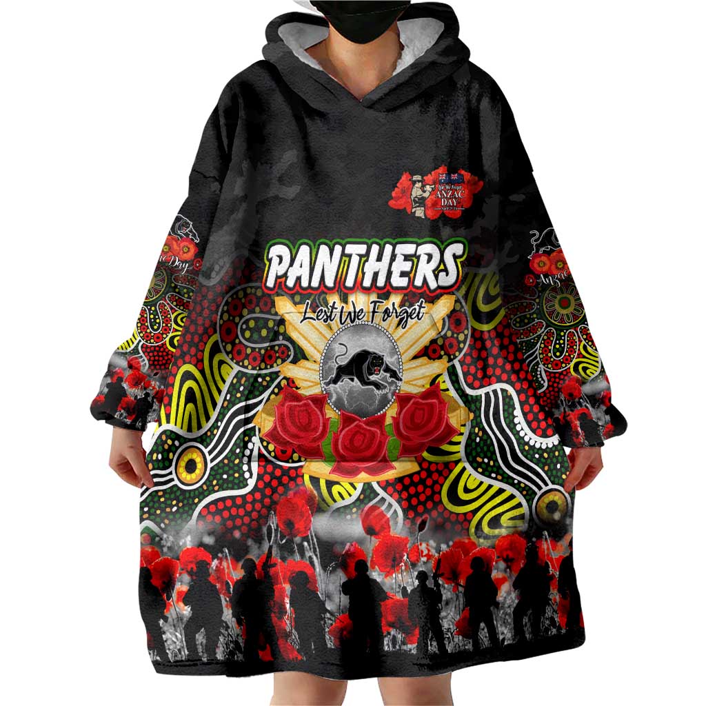 Personalized Panthers ANZAC Day Wearable Blanket Hoodie Australian Army - Lest We Forget