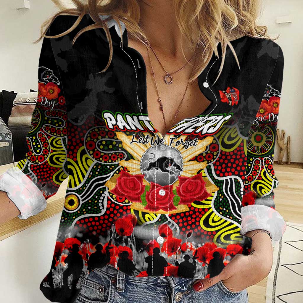 Personalized Panthers ANZAC Day Women Casual Shirt Australian Army - Lest We Forget