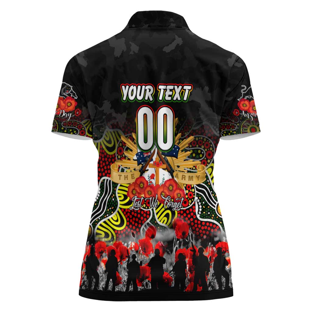 Personalized Panthers ANZAC Day Women Polo Shirt Australian Army - Lest We Forget