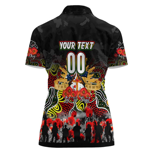 Personalized Panthers ANZAC Day Women Polo Shirt Australian Army - Lest We Forget