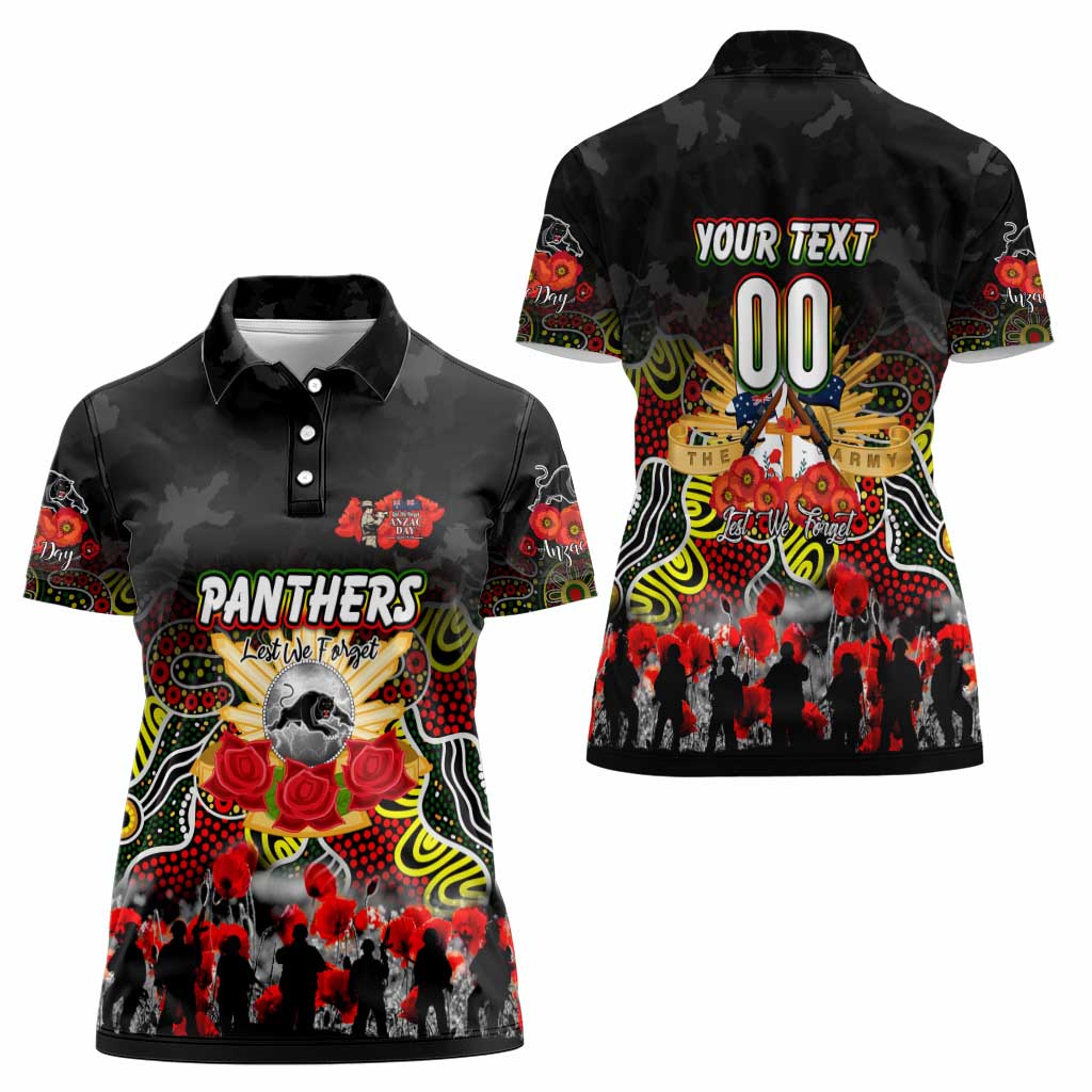 Personalized Panthers ANZAC Day Women Polo Shirt Australian Army - Lest We Forget