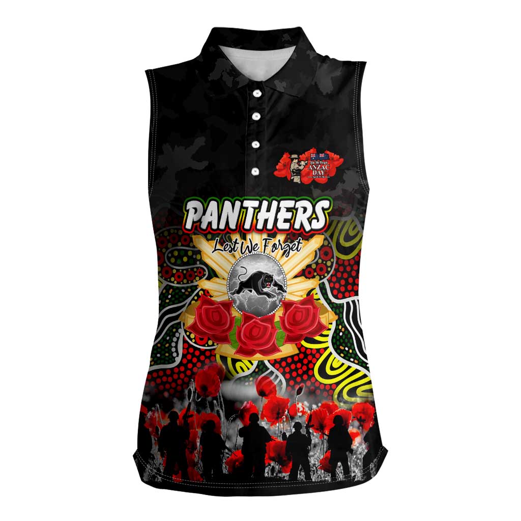 Personalized Panthers ANZAC Day Women Sleeveless Polo Shirt Australian Army - Lest We Forget