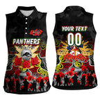 Personalized Panthers ANZAC Day Women Sleeveless Polo Shirt Australian Army - Lest We Forget