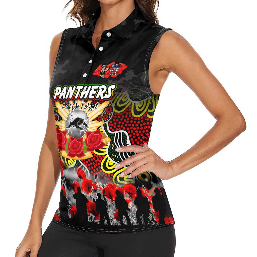 Personalized Panthers ANZAC Day Women Sleeveless Polo Shirt Australian Army - Lest We Forget